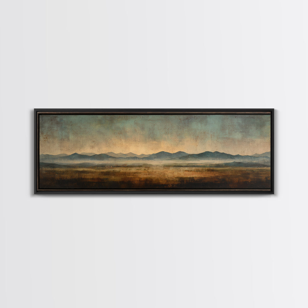 Desert Landscape in Warm Terracotta Tones Canvas Print, Wall Art, Metal Wall Art, Living Room Decor, Oil Painting, WAL-3x1-71