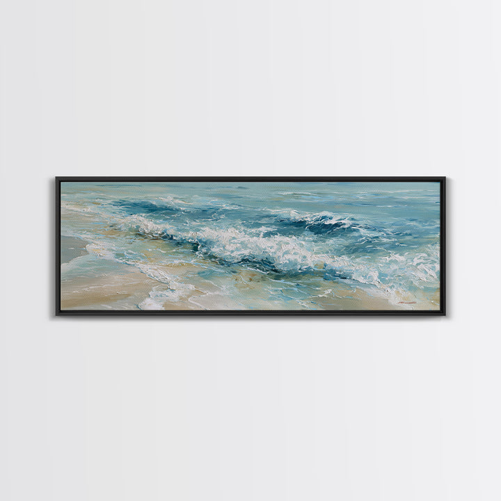 Coastal Aerial Water Study Canvas Print, Wall Art, Digital Wall Art, Living Room Decor, Fine Art, Wood Wall Art, WAL-3x1-75