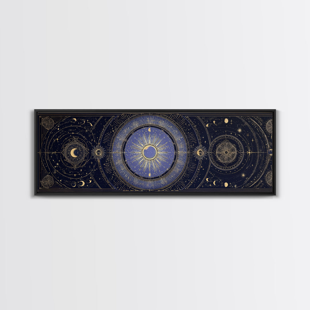 Celestial Moon and Stars Artwork Canvas Print, Wall Art, Printable Wall Art, Living Room Decor, Fine Art, Original Art, WAL-3x1-78