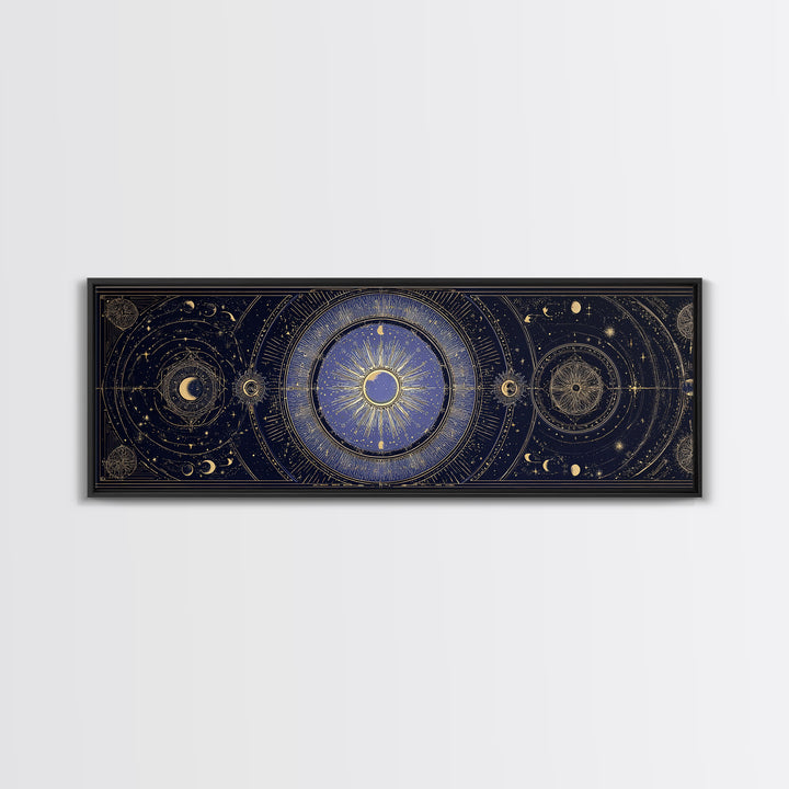 Celestial Moon and Stars Artwork Canvas Print, Wall Art, Printable Wall Art, Living Room Decor, Fine Art, Original Art, WAL-3x1-78