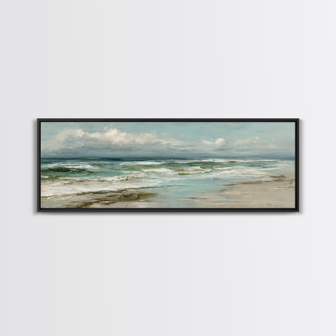 Classic Seascape with Dramatic Clouds Canvas Print, Wall Art, Art Print, Living Room Decor, Fine Art, Wall Hanging, WAL-3x1-91