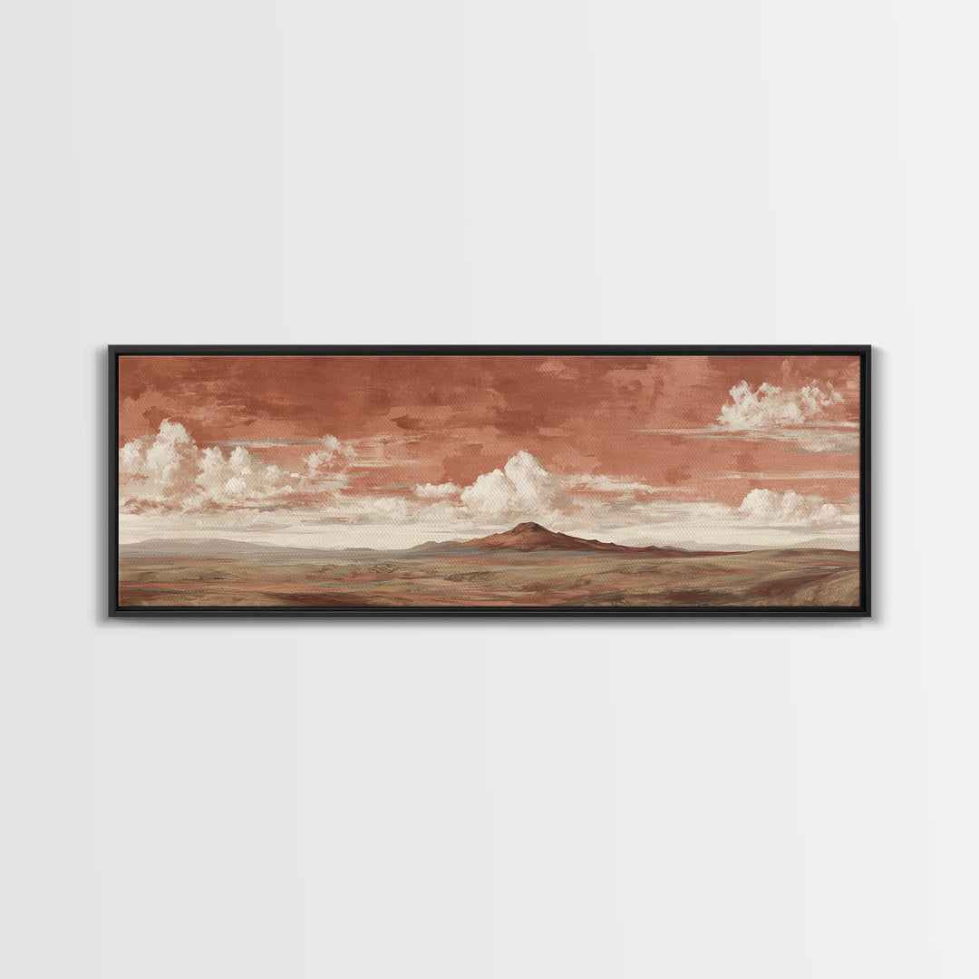 Desert Landscape in Warm Terracotta Tones Canvas Print, Wall Art, Heart, Living Room Decor, Fine Art, Home Decor Gift, WAL-3x1-95