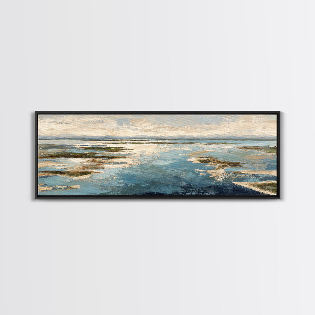 Coastal Aerial Water Study Framed Canvas Print, Wall Art, Printable Wall Art, Living Room Decor, Fine Art, Original Art, WAL-3x1-99