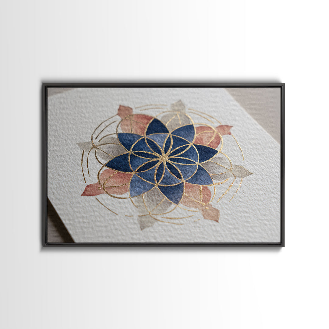 Sacred Geometry Mandala Canvas Print, Wall Art, Original Art, Living Room Decor, Fine Art, Modern Decor, Fine Art Print, WAL-3x2-1