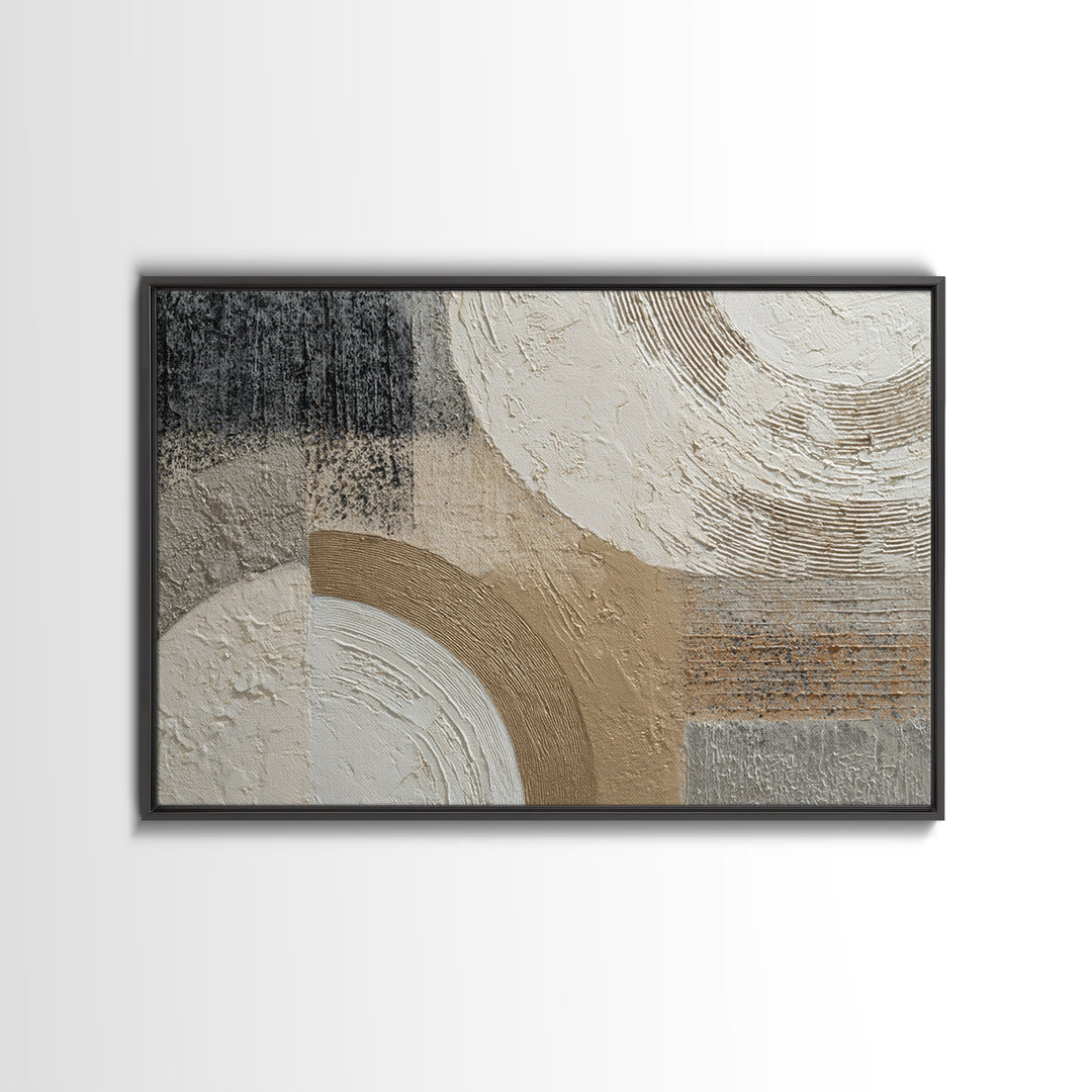 Luxury Neutral Plaster Texture Abstract Framed Canvas Print, Wall Art, Statement Artwork, Living Room Decor, Abstract Art, WAL-3x2-19