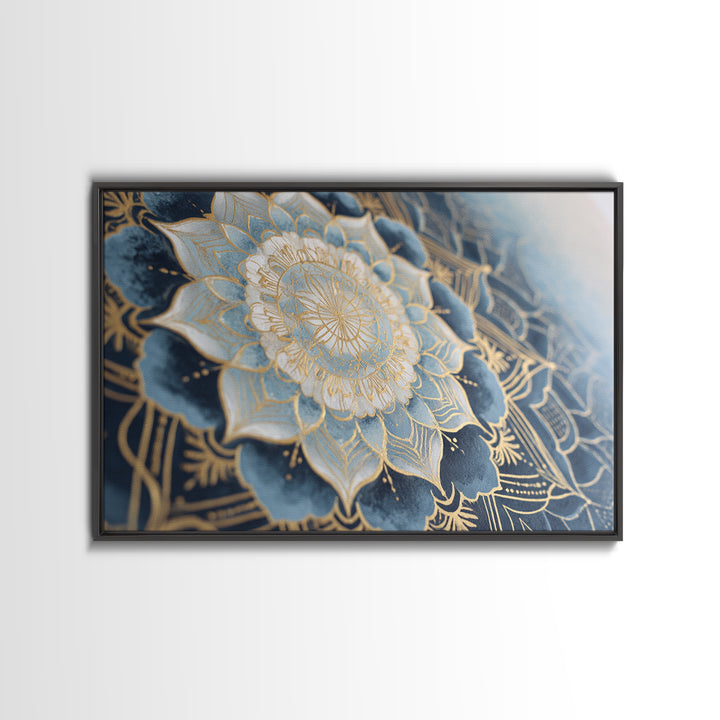 Sacred Geometry Mandala Framed Canvas Print, Wall Art, Wood Wall Art, Living Room Decor, Abstract Art, Textured Painting, WAL-3x2-25