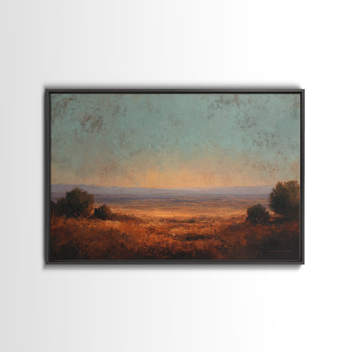 Desert Landscape in Warm Terracotta Tones Framed Canvas Print, Wall Art, Room Decor, Living Room Decor, Fine Art, WAL-3x2-35