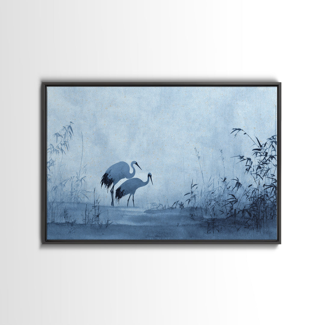 Monochrome Ink Crane Composition Canvas Print, Wall Art, Wall Art for Mom, Living Room Decor, Oil Painting, Prints Wall Art, WAL-3x2-4
