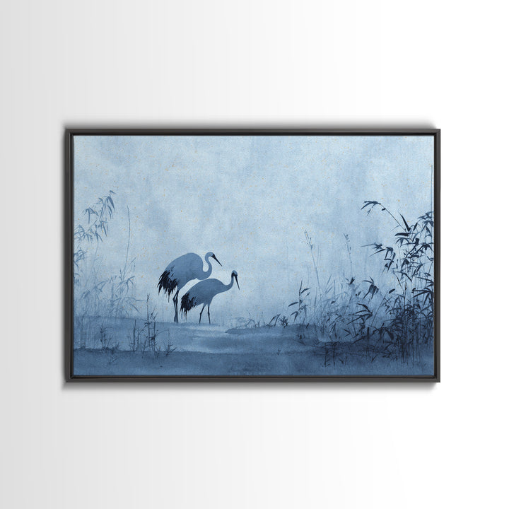 Monochrome Ink Crane Composition Canvas Print, Wall Art, Wall Art for Mom, Living Room Decor, Oil Painting, Prints Wall Art, WAL-3x2-4