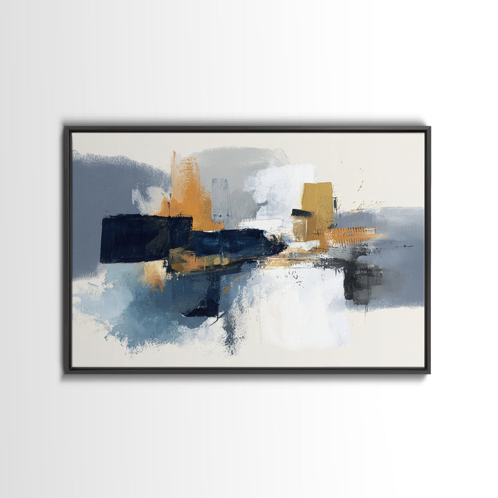 Statement Abstract with Bold Layered Brushwork Framed Canvas Print, Wall Art, Prints Wall Art, Living Room Decor, Fine Art, WAL-3x2-5