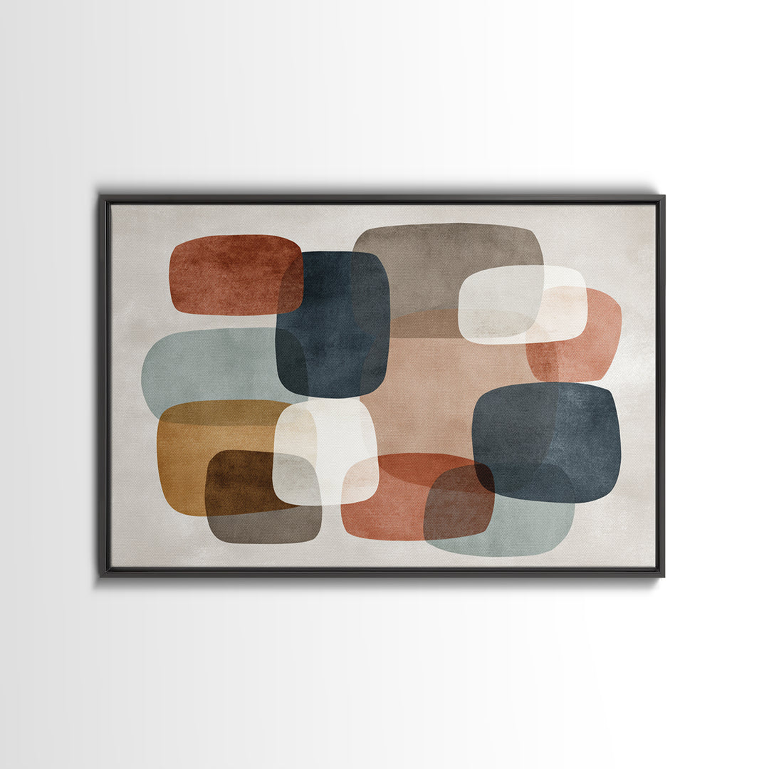 Modern Geometric Composition for Living Spaces Framed Canvas Print, Wall Art, Home Decor, Living Room Decor, Abstract Art, WAL-3x2-80