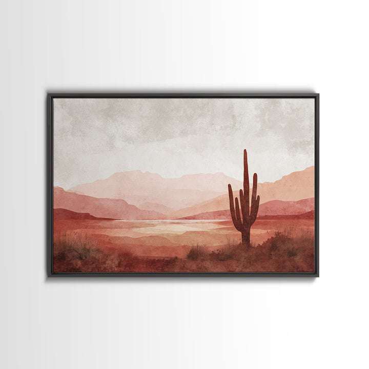 Desert Landscape in Warm Terracotta Tones Canvas Print, Wall Art, Metal Wall Art, Living Room Decor, Oil Painting, WAL-3x2-83