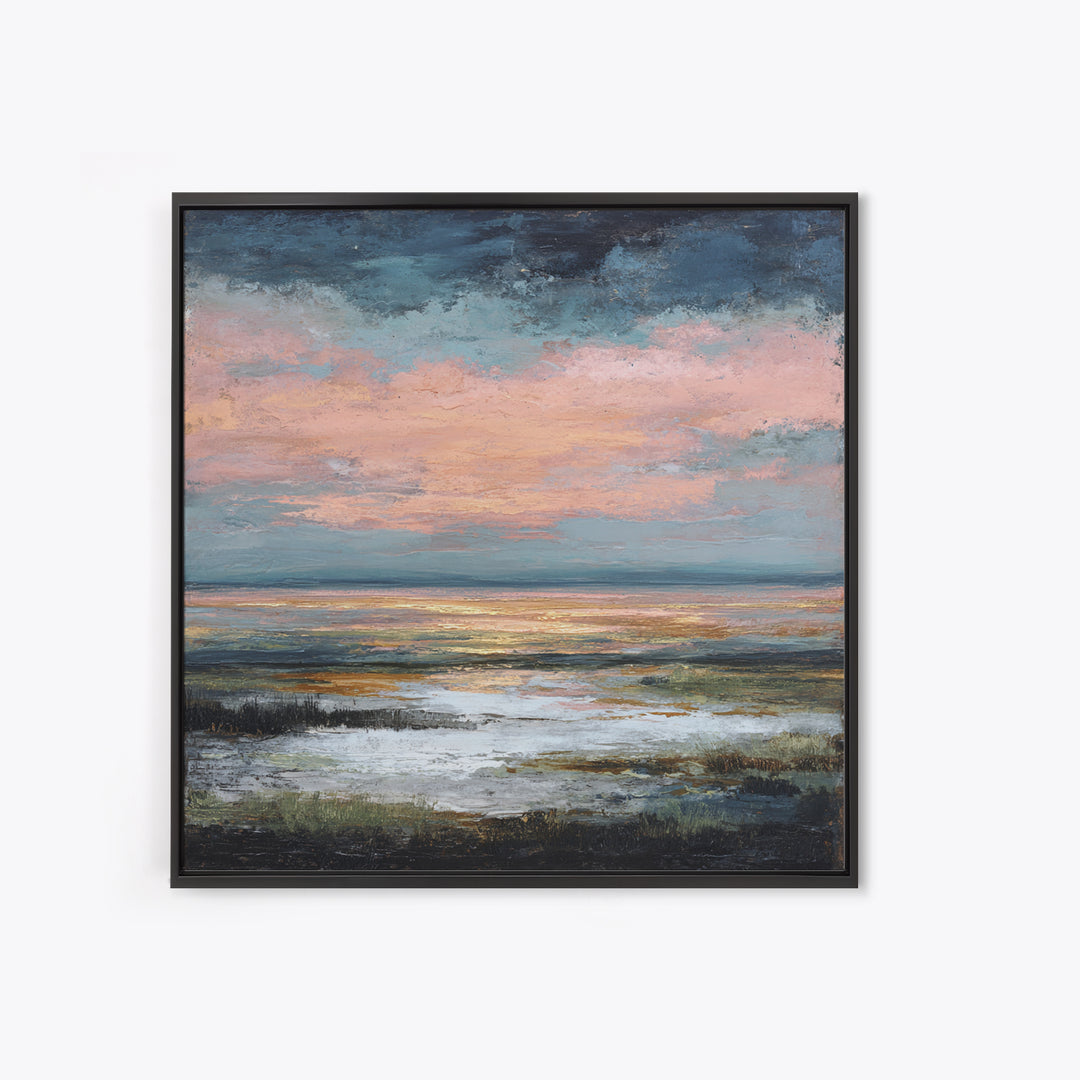Blush Cloudscape with Dreamy Atmosphere Framed Canvas Print, Wedding Art, Wedding Decoration, Living Room Decor, Romance, WED-1x1-39