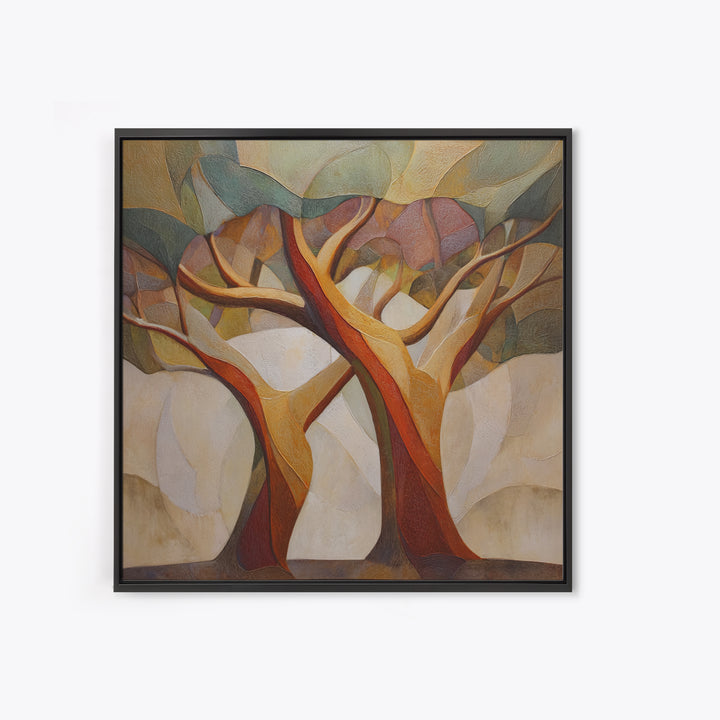 Two Intertwined Trees as Symbolic Artwork Framed Canvas Print, Wedding Art, Custom Wedding Gift, Living Room Decor, Romance, WED-1x1-47
