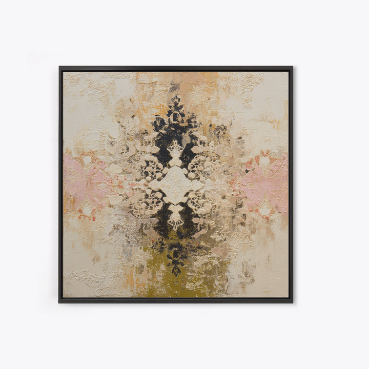 Lace Pattern Ivory Abstraction Framed Canvas Print, Wedding Art, Wedding Poster, Living Room Decor, Abstract Art, Romance, WED-1x1-67
