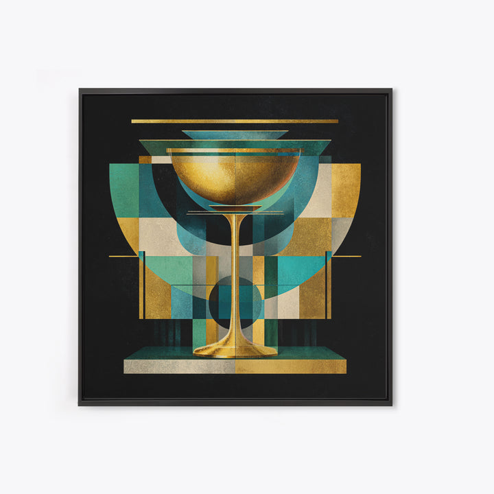 Champagne Coupe Tower Framed Canvas Print, Wedding Art, Gallery Decor, Living Room Decor, Oil Painting, Romance, WED-1x1-93
