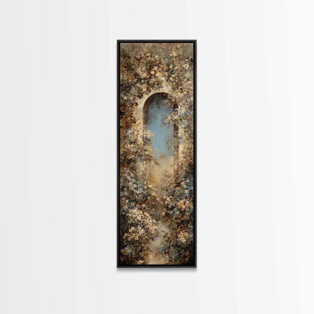 Romantic Garden Arch Covered Canvas Print, Wedding Art, Downloadable Art, Living Room Decor, Oil Painting, Romance, WED-1x3-22