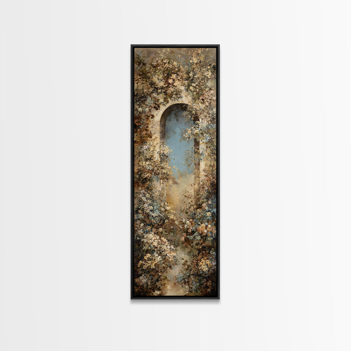 Romantic Garden Arch Covered Canvas Print, Wedding Art, Downloadable Art, Living Room Decor, Oil Painting, Romance, WED-1x3-22