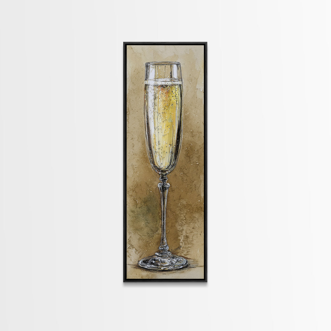 Champagne Glasses with Delicate Sparkle Canvas Print, Wedding Art, Beach Wedding, Living Room Decor, Fine Art, Romance, WED-1x3-42