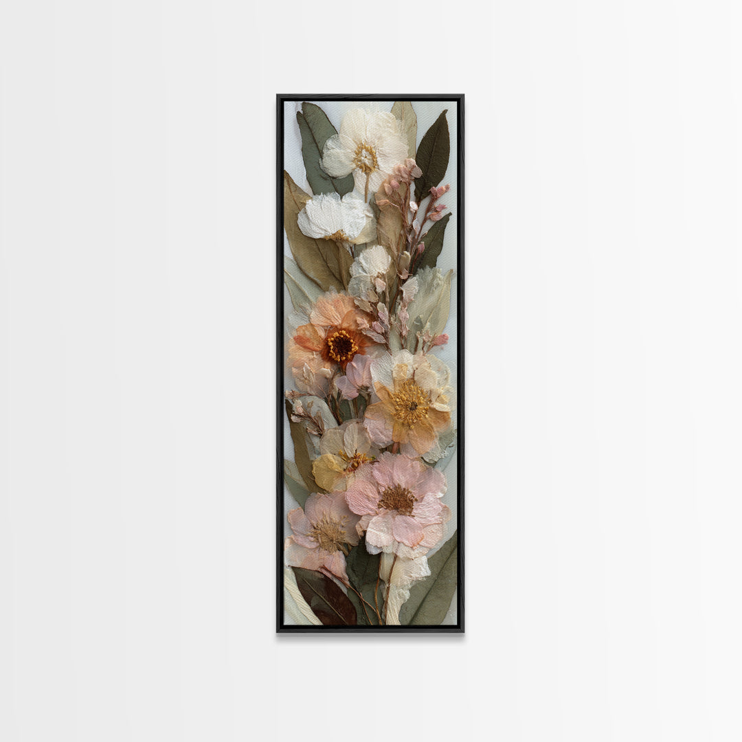 Pressed Flowers from a Wedding Bouquet Canvas Print, Wedding Art, Fine Art Print, Living Room Decor, Oil Painting, Romance, WED-1x3-44