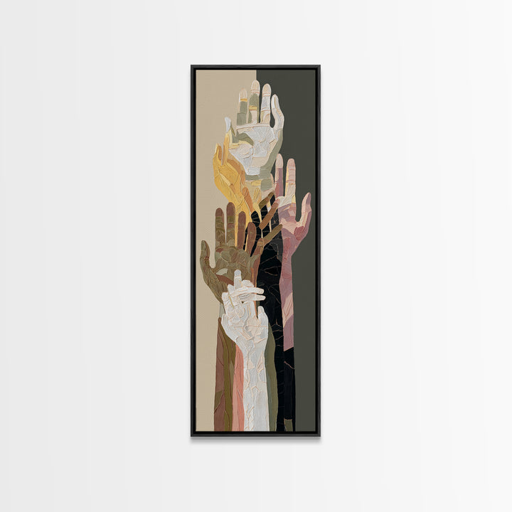 Hands Nearly Touching Framed Canvas Print, Wedding Art, Boho Decor, Living Room Decor, Abstract Art, Romance, Art Print, WED-1x3-52