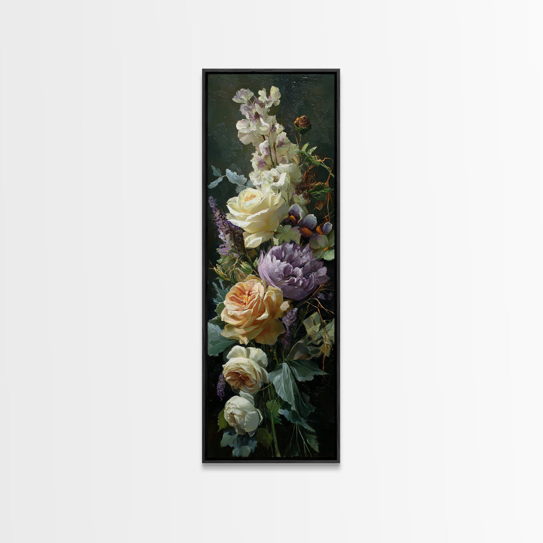 Romantic Candle and Floral Still Life Framed Canvas Print, Wedding Art, Unique Wedding Gift, Living Room Decor, Romance, WED-1x3-58