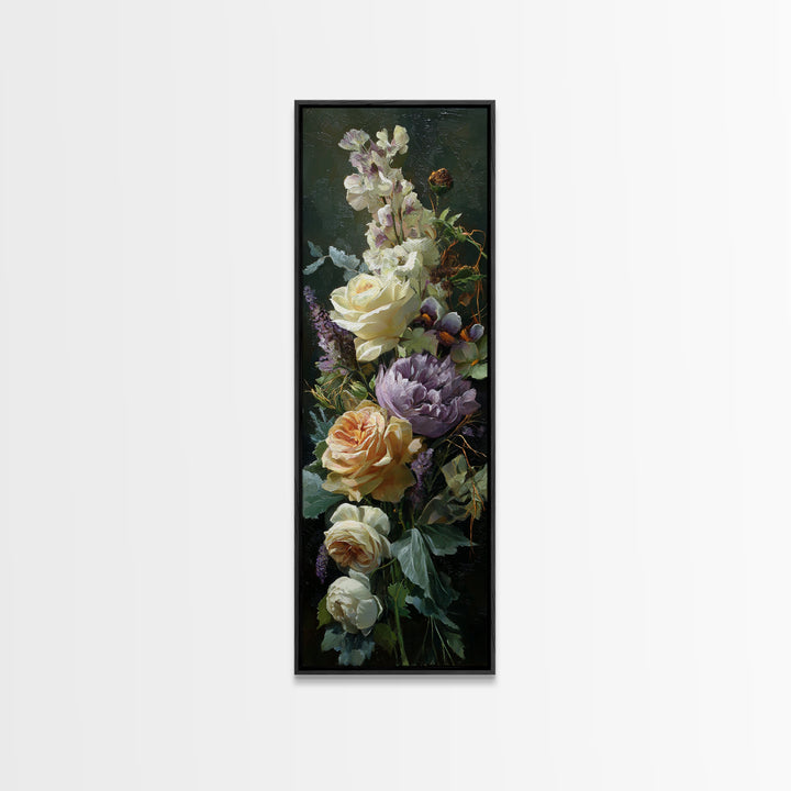 Romantic Candle and Floral Still Life Framed Canvas Print, Wedding Art, Unique Wedding Gift, Living Room Decor, Romance, WED-1x3-58