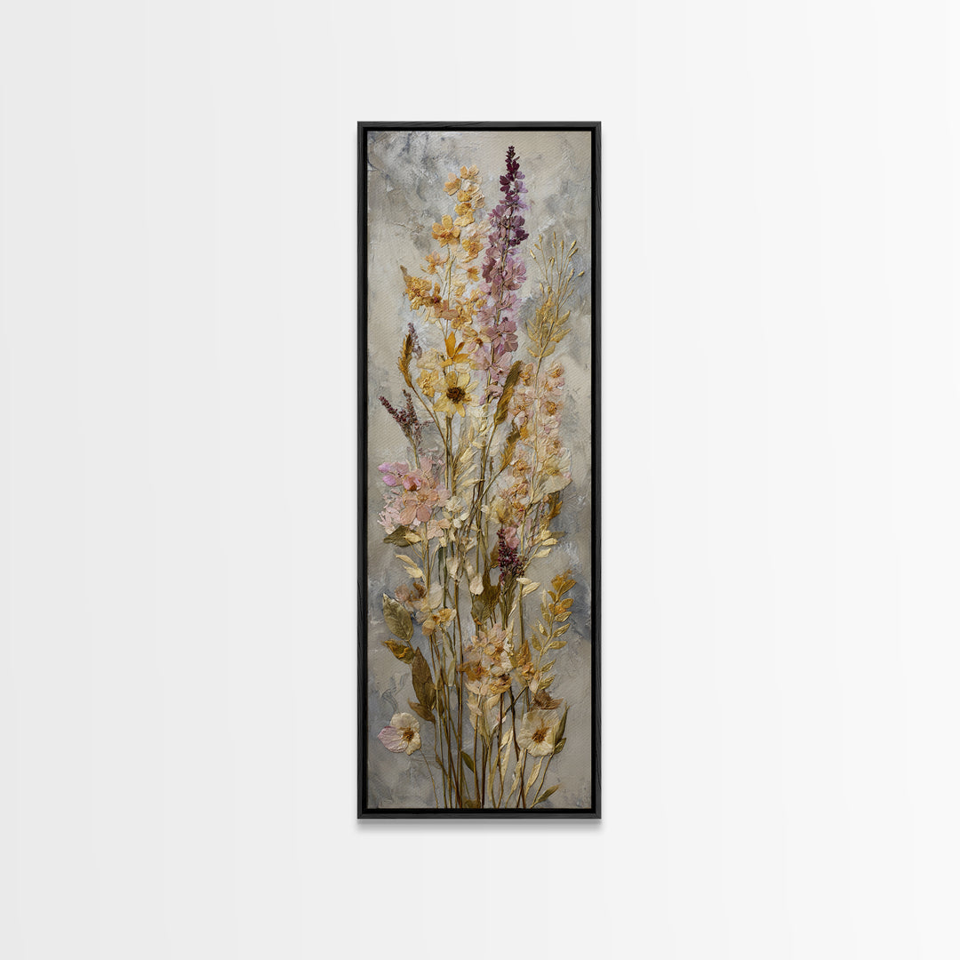 Pressed Flowers from a Wedding Bouquet Canvas Print, Wedding Art, Wedding Gift, Living Room Decor, Watercolor Art, Romance, WED-1x3-68