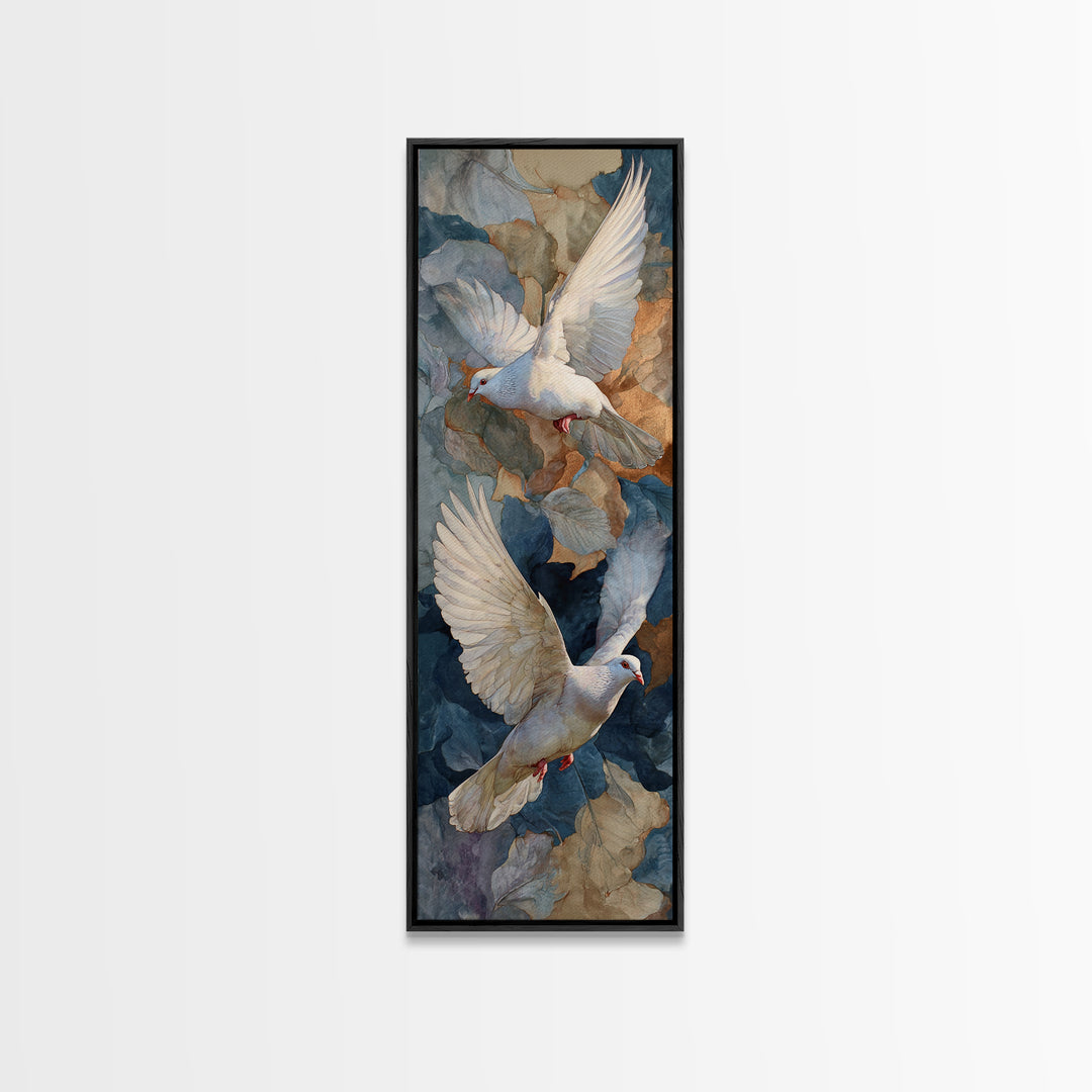 Doves Flying Through Soft Golden Light Framed Canvas Print, Wedding Art, Printable Art, Living Room Decor, Fine Art, Romance, WED-1x3-71