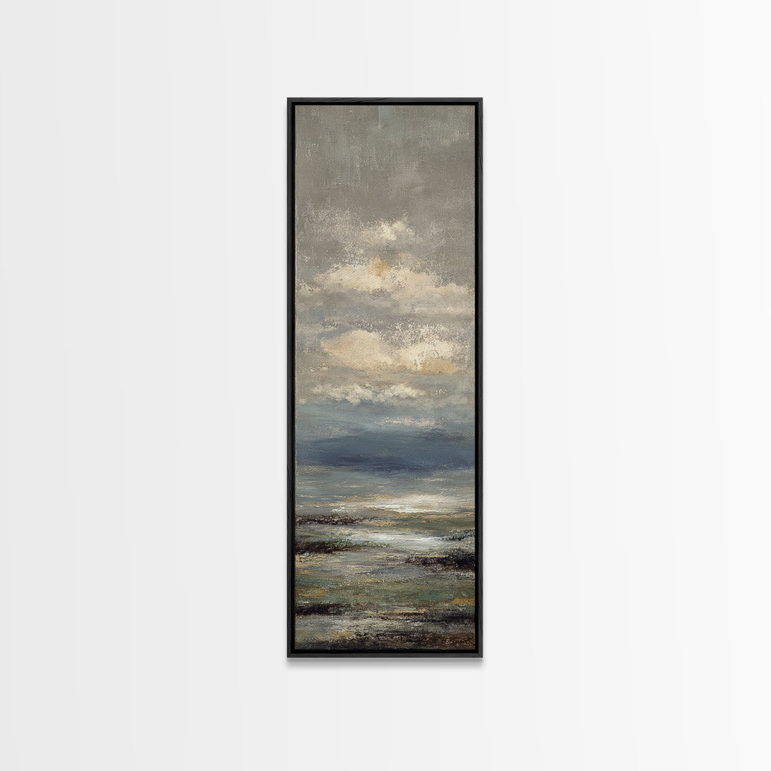 Blush Cloudscape with Dreamy Atmosphere Framed Canvas Print, Wedding Art, Custom Painting, Living Room Decor, Fine Art, Romance, WED-1x3-75