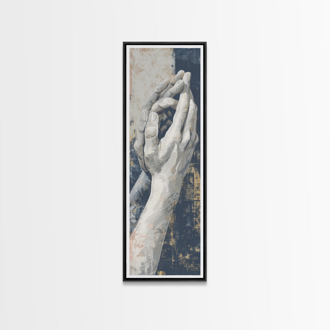 Hands Nearly Touching Framed Canvas Print, Wedding Art, Custom Portrait, Living Room Decor, Romance, Wedding Decoration, WED-1x3-76