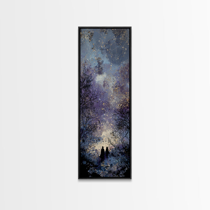 Couple Silhouette Beneath Moonlit Trees Canvas Print, Wedding Art, Custom Wedding Gift, Living Room Decor, Fine Art, Romance, WED-1x3-89