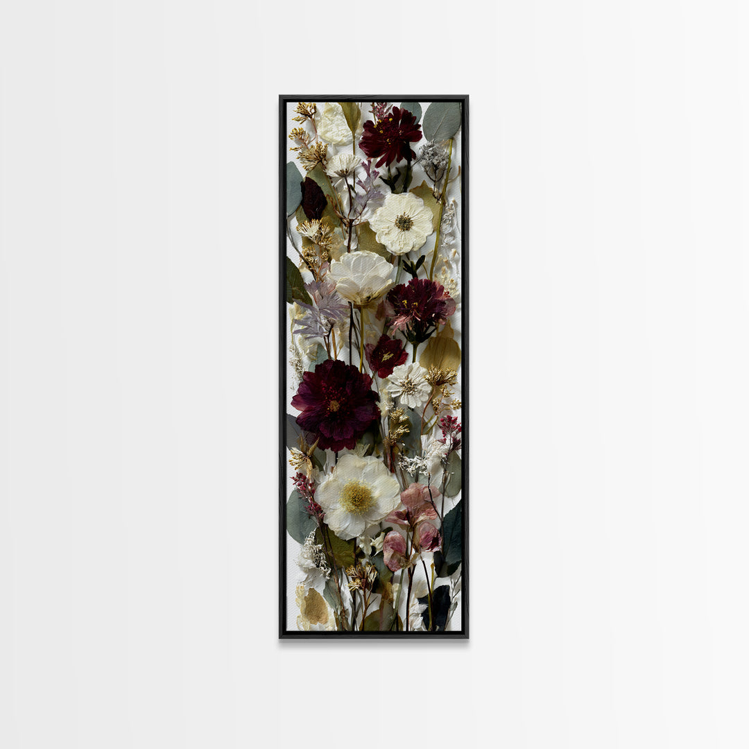 Pressed Flowers from a Wedding Bouquet Framed Canvas Print, Wedding Art, Wedding Decor, Living Room Decor, Fine Art, Romance, WED-1x3-92