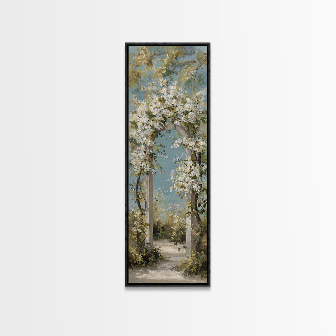 Romantic Garden Arch Covered Canvas Print, Wedding Art, Wedding Poster, Living Room Decor, Watercolor Art, Romance, WED-1x3-94