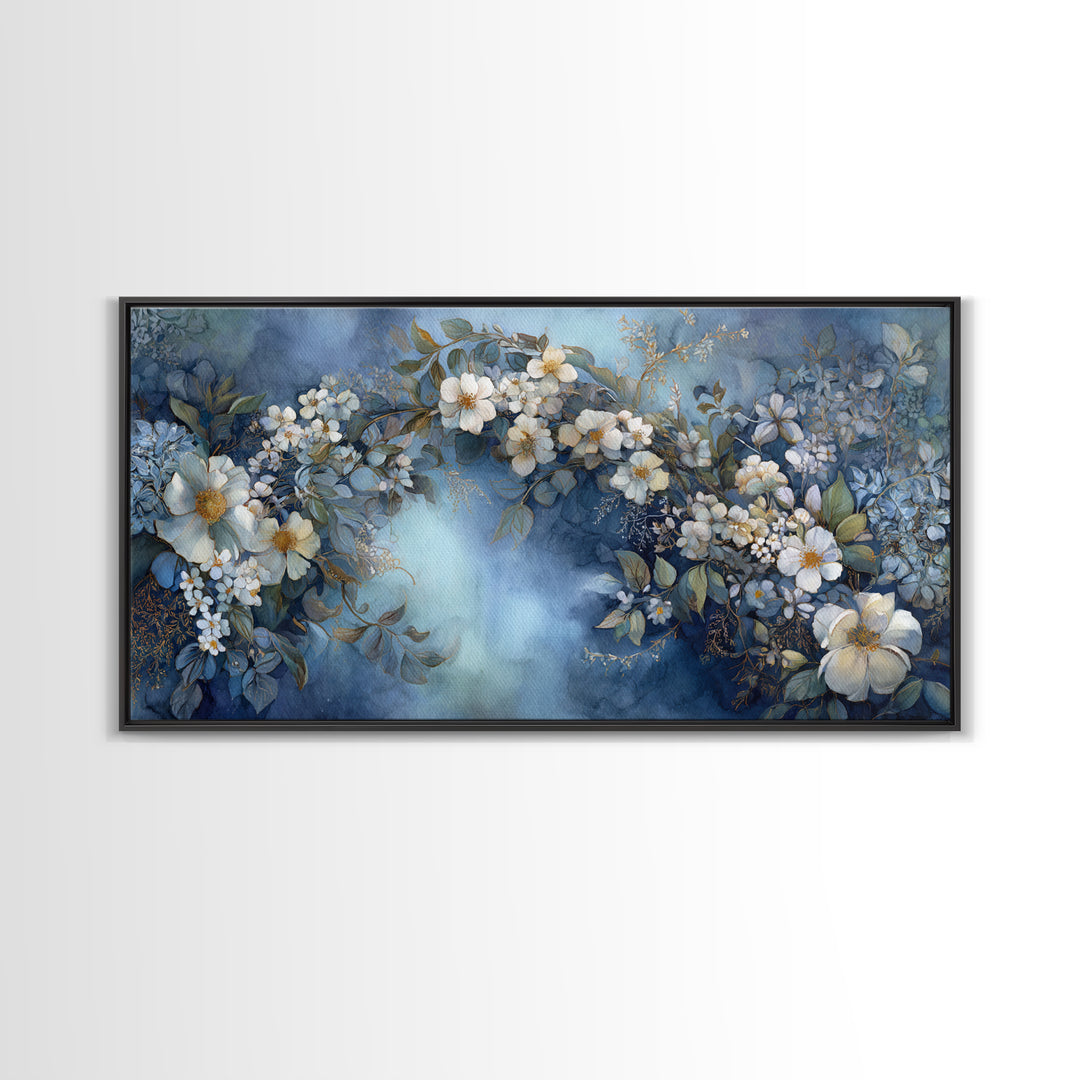 Romantic Garden Arch Covered Framed Canvas Print, Wedding Art, Neutral Decor, Living Room Decor, Oil Painting, Romance, WED-2x1-30
