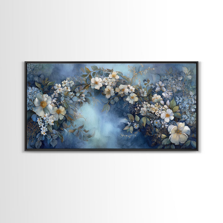 Romantic Garden Arch Covered Framed Canvas Print, Wedding Art, Neutral Decor, Living Room Decor, Oil Painting, Romance, WED-2x1-30