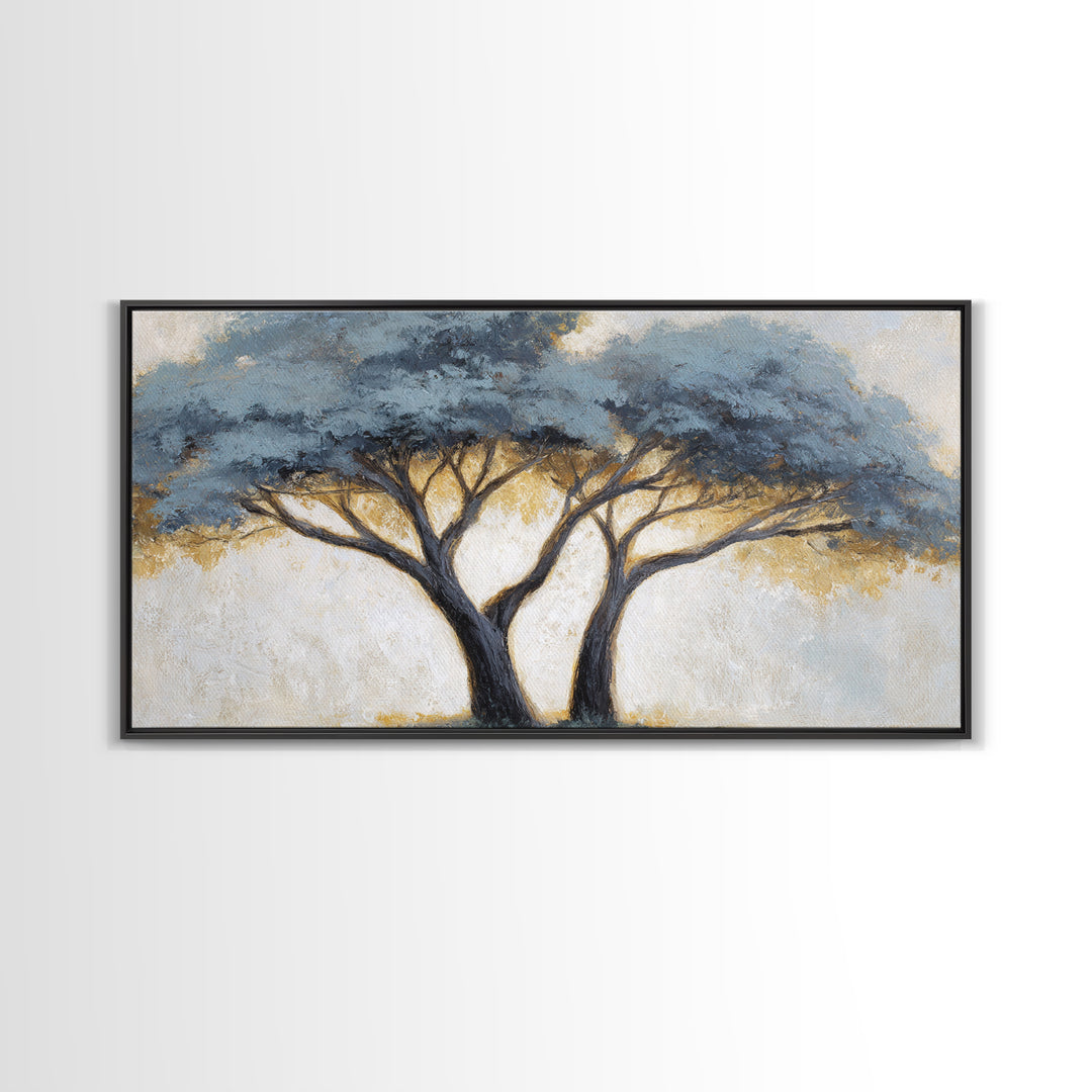 Two Intertwined Trees as Symbolic Artwork Framed Canvas Print, Wedding Art, Wedding Gift, Living Room Decor, Fine Art, Romance, WED-2x1-43