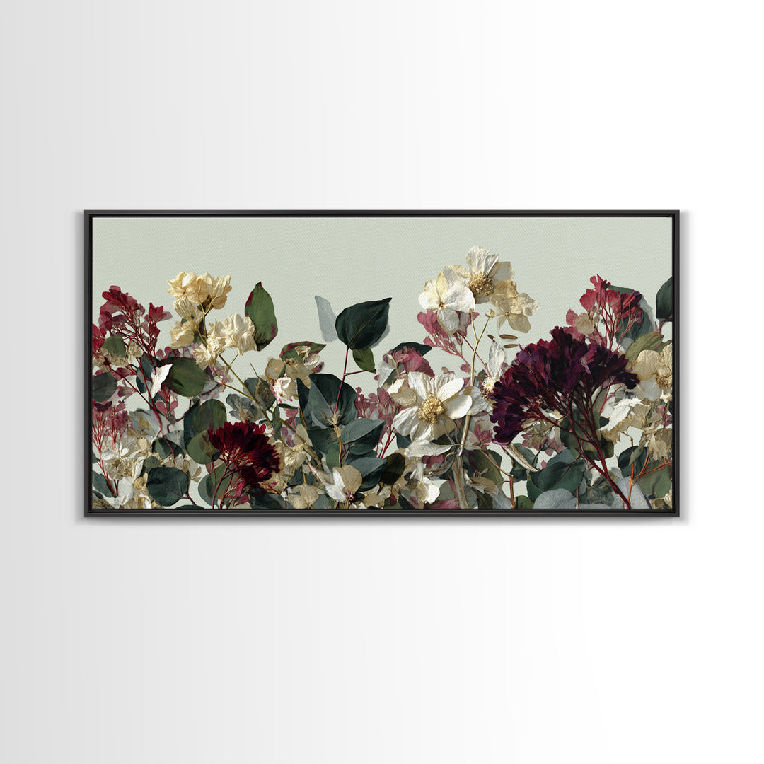 Pressed Flowers from a Wedding Bouquet Canvas Print, Wedding Art, Wedding Table Decor, Living Room Decor, Fine Art, Romance, WED-2x1-76