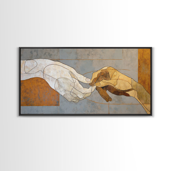 Hands Nearly Touching Framed Canvas Print, Wedding Art, Wedding Decoration, Living Room Decor, Abstract Art, Romance, WED-2x1-84