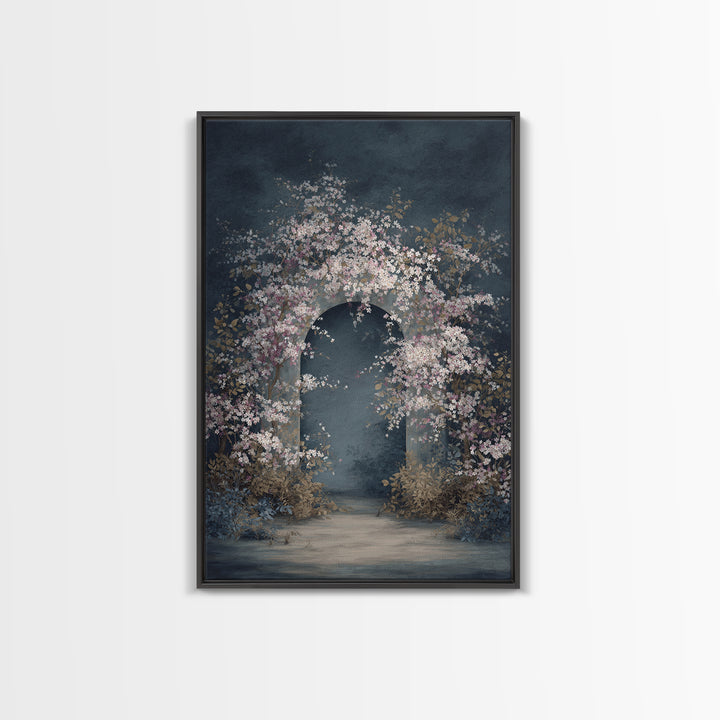 Romantic Garden Arch Covered Framed Canvas Print, Wedding Art, Modern Decor, Living Room Decor, Fine Art, Romance, Wedding Gift, WED-2x3-18