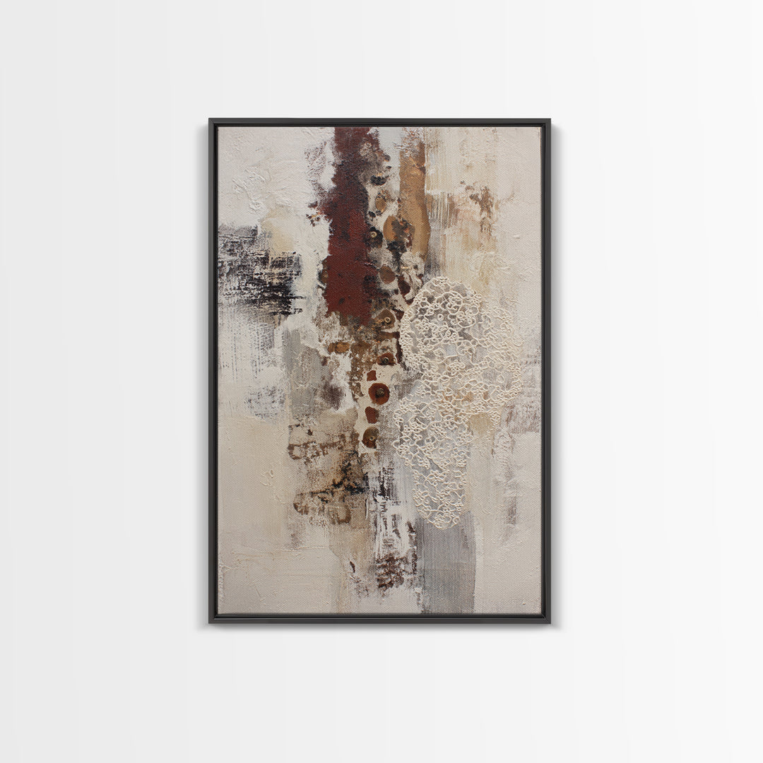 Lace Pattern Ivory Abstraction Framed Canvas Print, Wedding Art, Downloadable Art, Living Room Decor, Abstract Art, Romance, WED-2x3-3