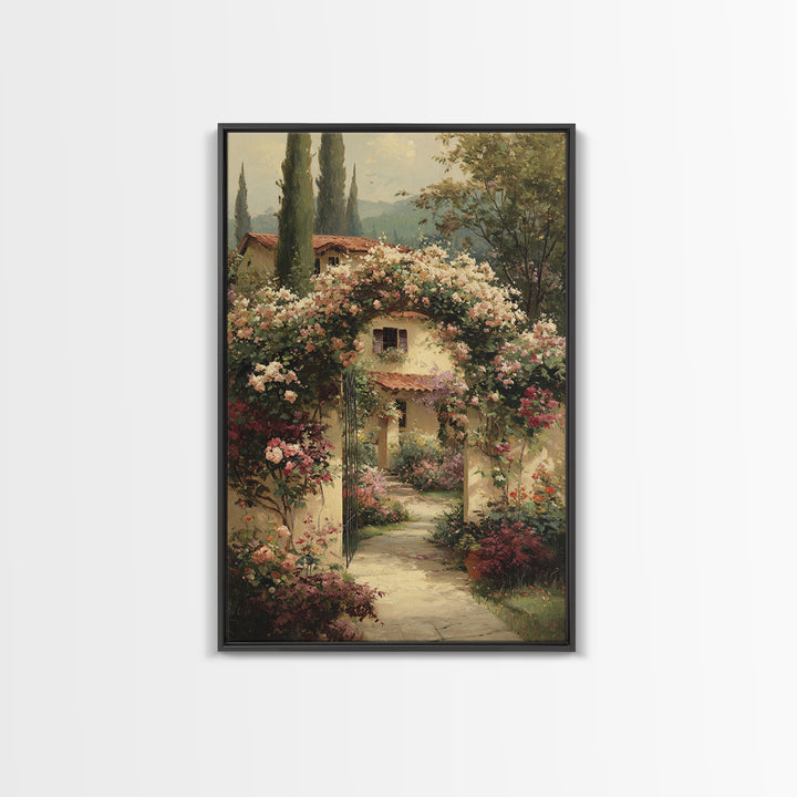 Romantic Garden Arch Covered Framed Canvas Print, Wedding Art, Modern Decor, Living Room Decor, Fine Art, Romance, Wedding Gift, WED-2x3-42