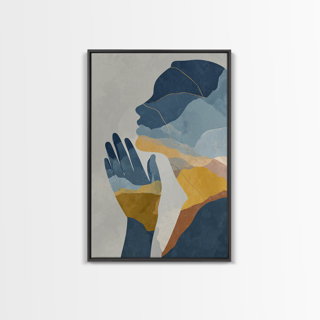 Hands Nearly Touching Framed Canvas Print, Wedding Art, Wedding Painting, Living Room Decor, Abstract Art, Romance, WED-2x3-48