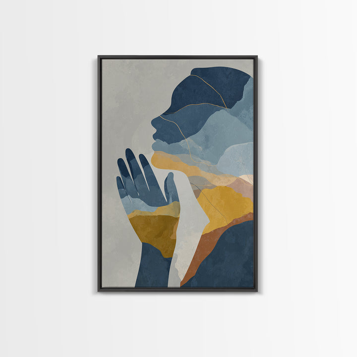 Hands Nearly Touching Framed Canvas Print, Wedding Art, Wedding Painting, Living Room Decor, Abstract Art, Romance, WED-2x3-48
