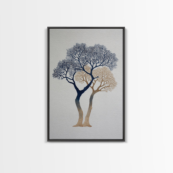 Two Intertwined Trees as Symbolic Artwork Framed Canvas Print, Wedding Art, Wedding Stationery, Living Room Decor, Romance, WED-2x3-55