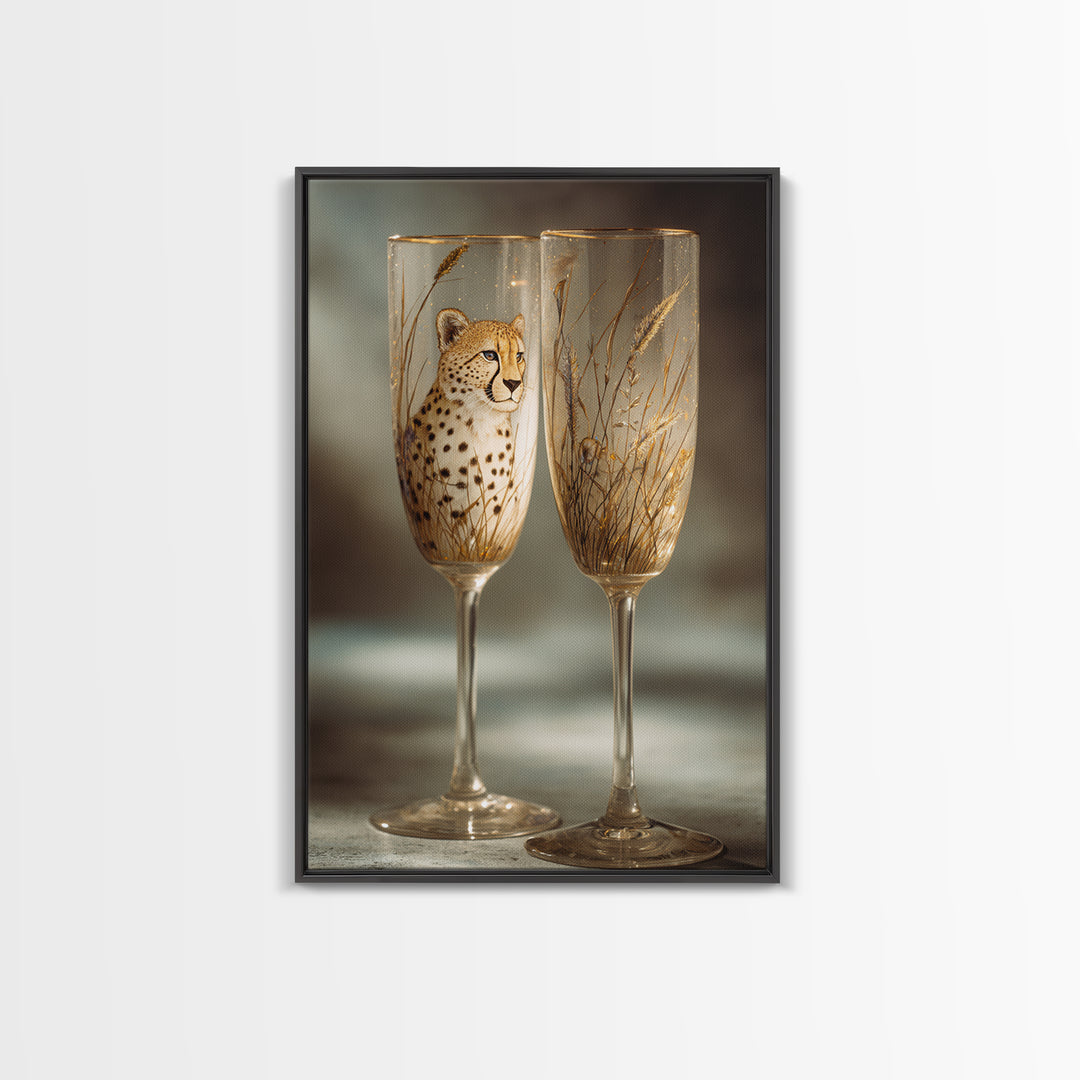 Champagne Glasses with Delicate Sparkle Canvas Print, Wedding Art, Art, Living Room Decor, Abstract Art, Romance, WED-2x3-62