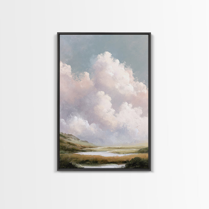 Blush Cloudscape with Dreamy Atmosphere Canvas Print, Wedding Art, Wedding Guest Book, Living Room Decor, Oil Painting, Romance, WED-2x3-95