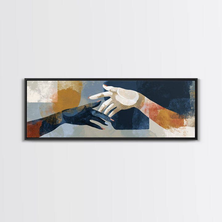 Hands Nearly Touching Framed Canvas Print, Wedding Art, Personalized Wedding, Living Room Decor, Abstract Art, Romance, WED-3x1-32