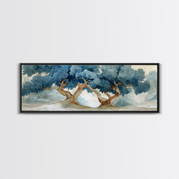 Two Intertwined Trees as Symbolic Artwork Canvas Print, Wedding Art, Home Decor, Living Room Decor, Fine Art, Romance, WED-3x1-39