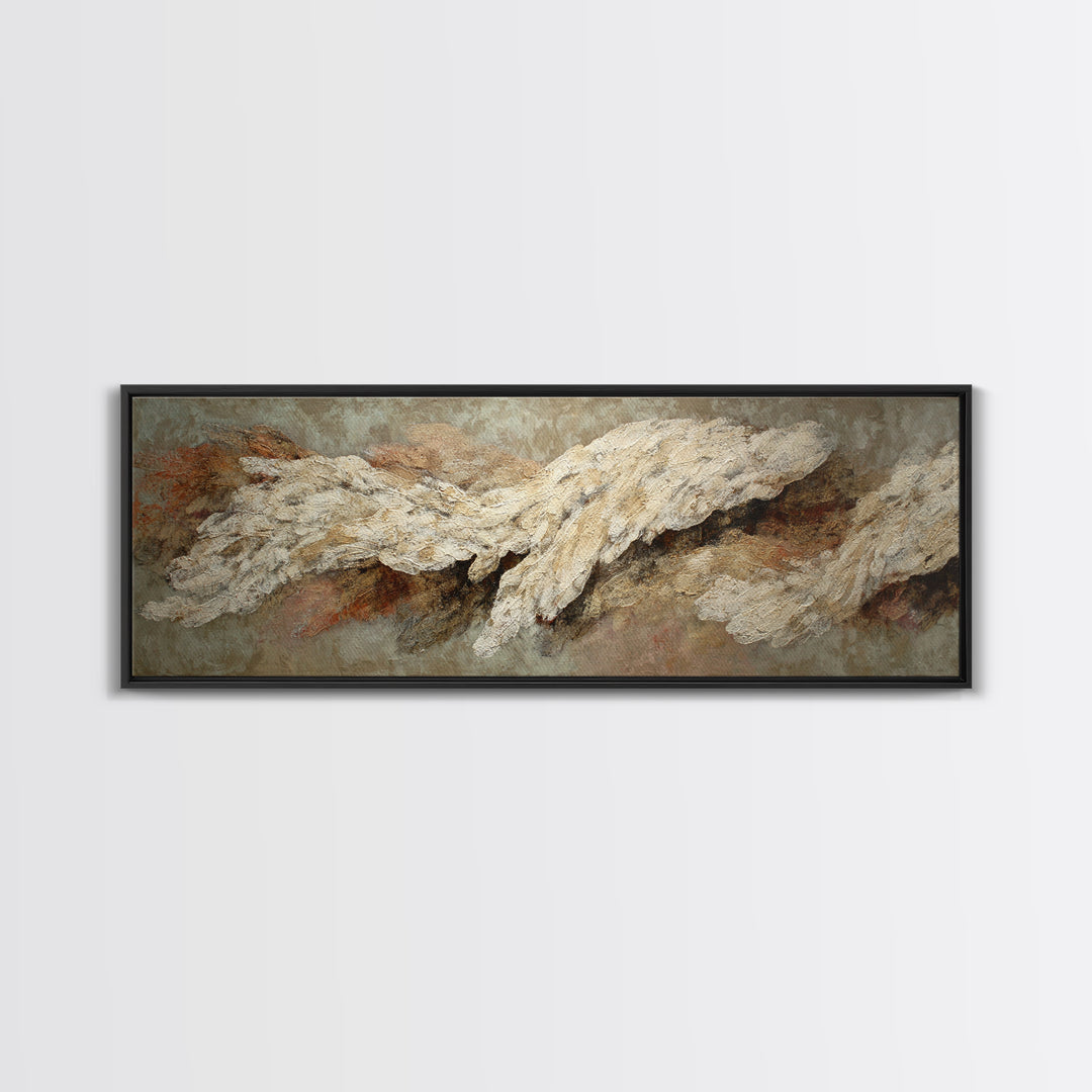 Bridal Veil Texture Abstract Framed Canvas Print, Wedding Art, Contemporary Art, Living Room Decor, Fine Art, Romance, WED-3x1-47